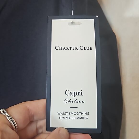NWT Charter Club Navy Capri Pants Waist Smoothing Tummy Slimming - Picture 3 of 7